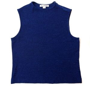 St. John Blue Chenille Sleeveless Tank Top Blouse Small